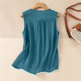 thumbnail image 7 of Qiopertar Linen Tank Tops for Women Embroidered Round Neck Sleeveless Blouse Casual Comfy Loose Fit Summer Vacation Boho Top, Blue XL, 7 of 7