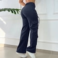 thumbnail image 4 of Tqcoqu Cargo Pants for Women with Pockets High Waisted Hiking Baggy Trousers Stretchy Wide Leg Y2K Streetwear,Navy,Women's S-XL, 4 of 8