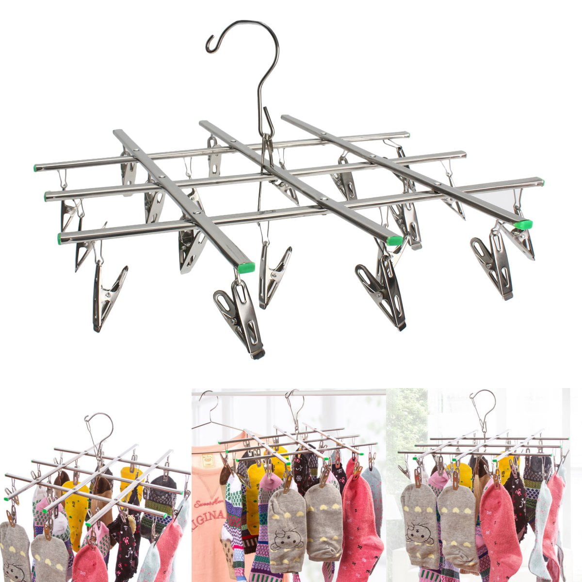 Clothes Drying Rack 20 Metal Clothespins Hanger Clip Set Herb Hanging Air Dry 