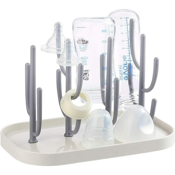 Baby Bottle Drying Rack with Base, Creative Tree Branch Baby Bottle Dryer Holder for Bottles, Teats, Cups, Pump Parts and Accessories