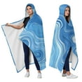 thumbnail image 2 of Wearable Blanket,Blue White Tie Dye Swirl Pattern Hooded Wearable Flannel Blanket for Adults & Teens,Winter Poncho Shawl Wrap Cape Cozy Anti-Pill,60"x80", 2 of 5