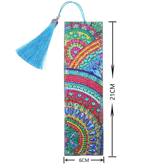 DIY Diamond Painting Kits For Bookmark Making including Bookmark Tassel Resin Rhinestones Diamond Sticky Pen Tray Plate and Glue Clay Rectangle with Mandala Pattern Flower Pattern 210x60mm