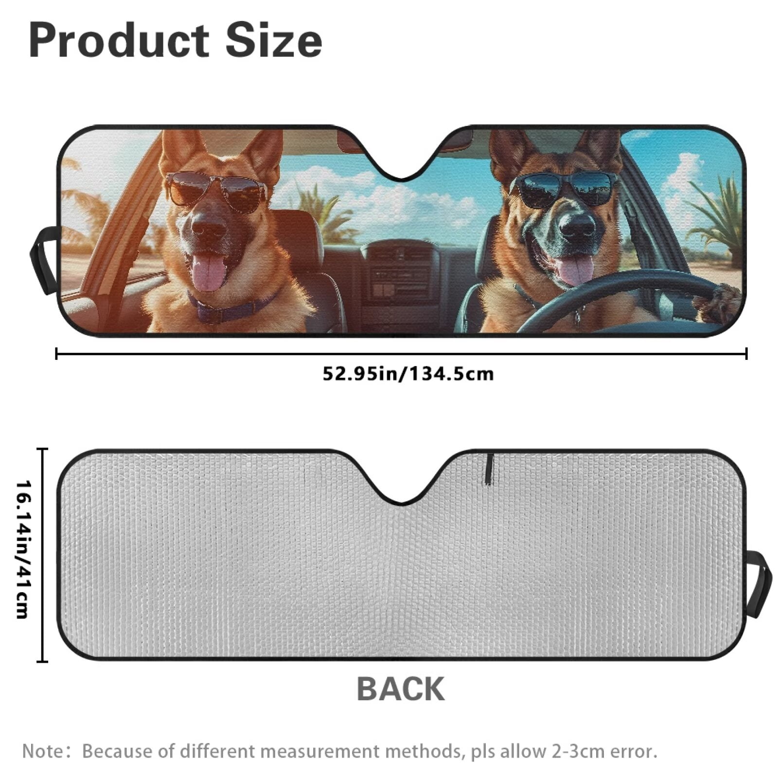HUIACONG Cool Dog Foldable Windshield Sun Shade Compatible with Jeep Wrangler Sun Shade fit for Jeep Wrangler JL JLU 2018-2025 / Jeep Gladiator 2020-2025 ,Keep Car Interior Cooler