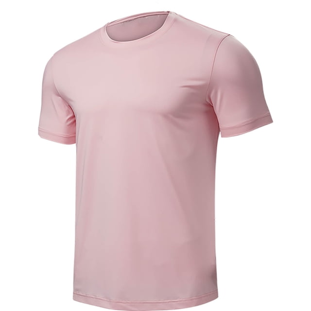 T-shirt à Manches Courtes pour Hommes, Été Couleur Unie, Coupe Ample Décontractée, Col Rond, 100 % Polyester