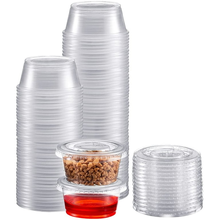  DuraHome Plastic Portion Cups with Lids 2 oz. Pack of