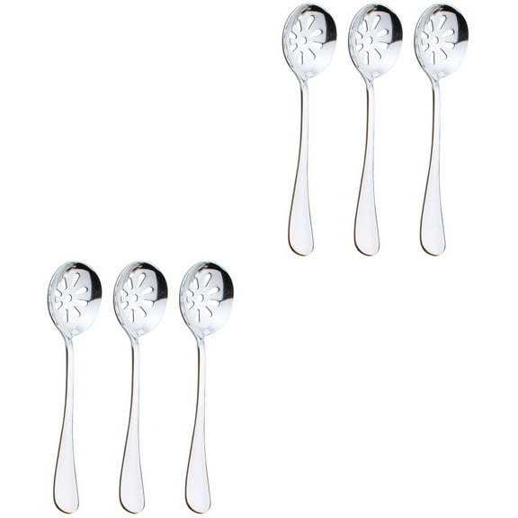 6 Pcs  Daily Use Slotted Spoons Portable Slotted Utensils Stainless Steel Serving Spoons
