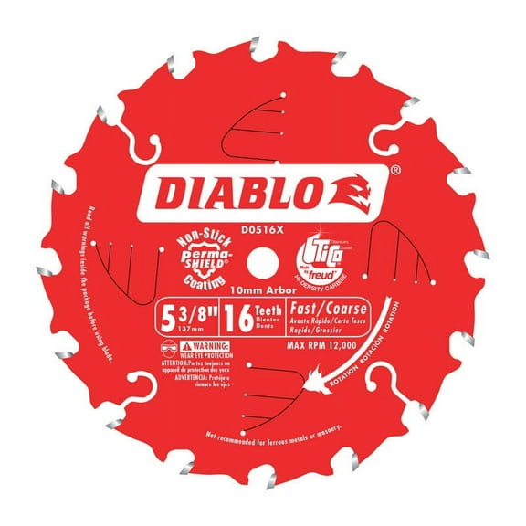Diablo 5-3/8 in. Dia. x 10 mm Cordless Trim Carbide Tip Circular Saw Blade 16 teeth 1 pc.
