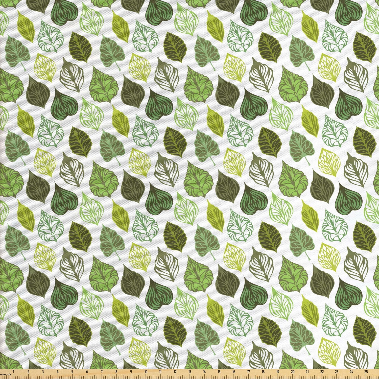 Leaves Fabric by The Yard, Spring Forest Themed Meadow Foliage Ornate