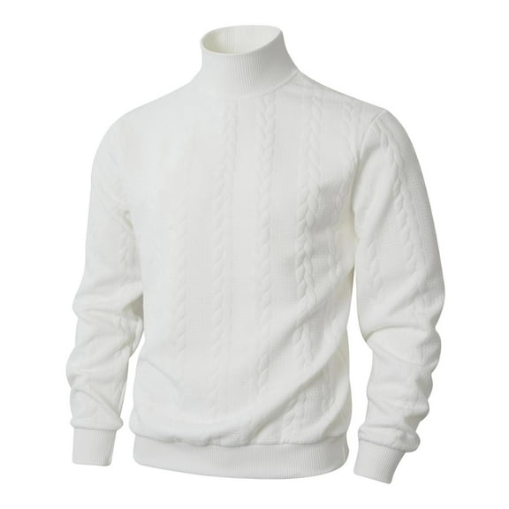 Mens Crewneck Sweater Long Sleeve Funny Print Shirts Comfortable Outerwear Winter Clothes with Buttons, White, Size S