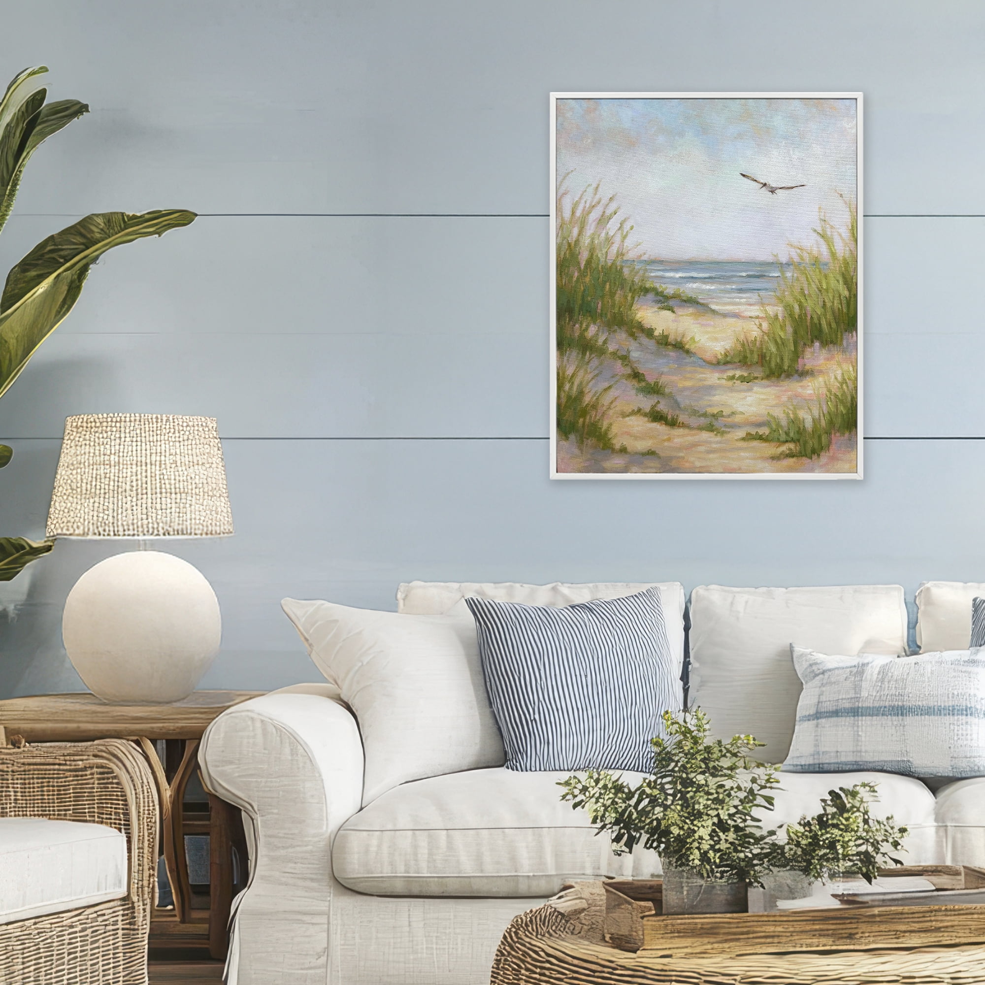 Stupell Industries Peaceful Beach Sand Dunes White Framed Giclee Art, design by Linda Sperruzzi