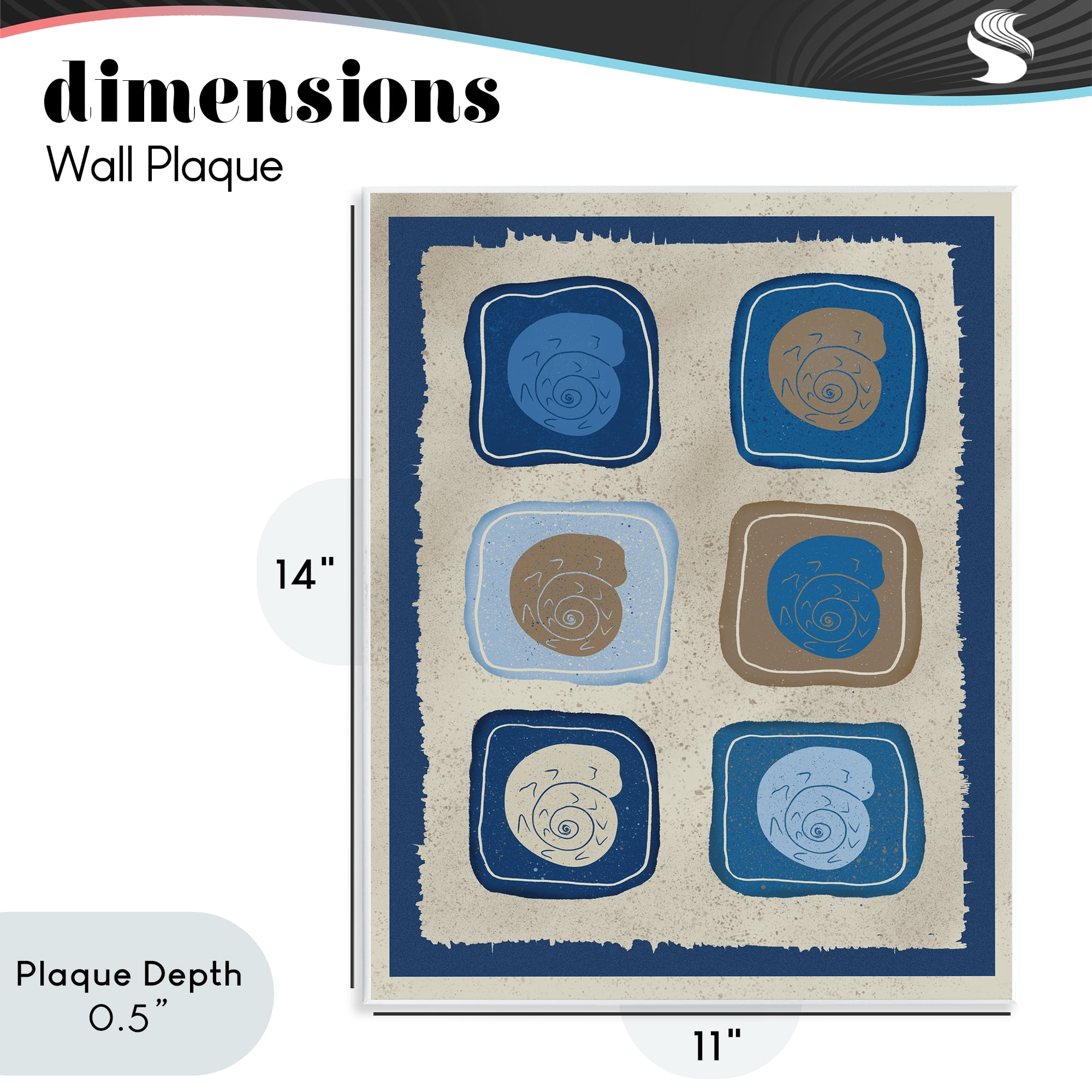 Stupell Industries Blue Blocked Nautilus Wall Plaque Art, design by Julia Frost