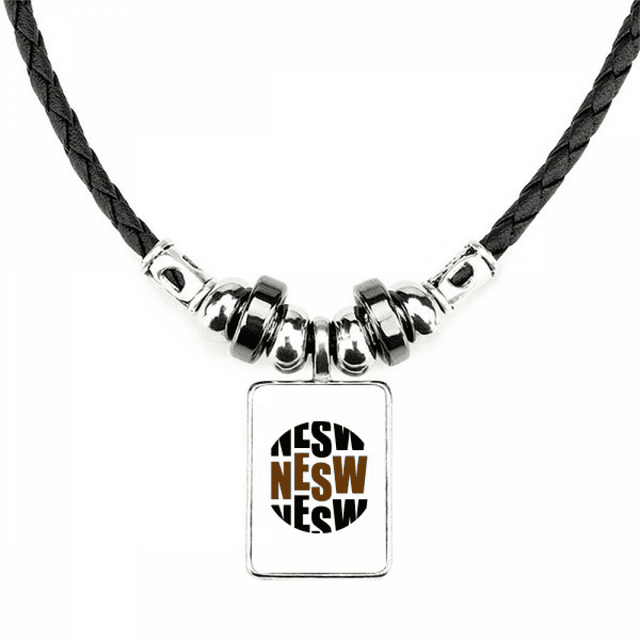 Boussole Direction Locale Art Déco Mode Collier Bijoux Couple Cuir Corde Pendentif