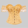 thumbnail image 5 of Women's Off-the-Shoulder Corset Top Ruffle Sleeve Sweetheart Neck Bustier Vintage Overbust Corset with Front Hook L, 5 of 5