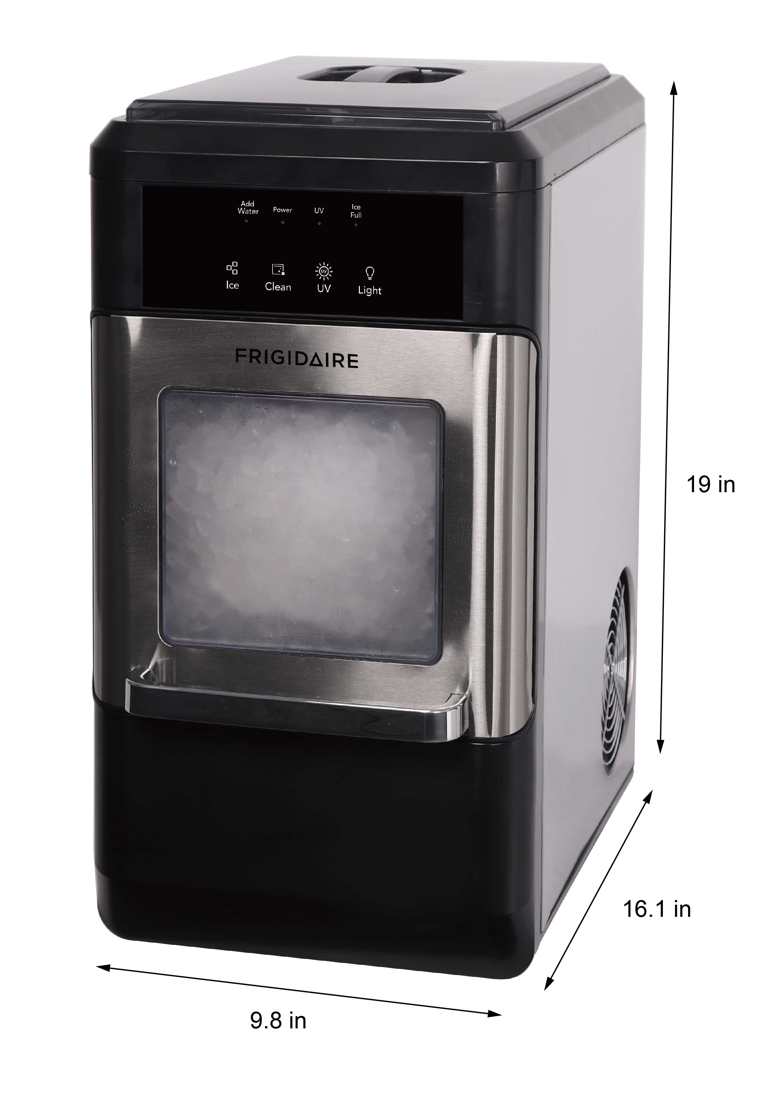 Frigidaire Gallery 44 lbs. Touchscreen Nugget Ice Maker - Stainless Steel Accent, EFIC256, Black