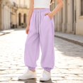 thumbnail image 4 of TIREOW Girls Boys Wide Leg Sweatpants Solid Color Elastic Waist Baggy Sweat Pants Kids Fashion Lightweight Casual Loose Fit Jogger Pants, 4 of 5