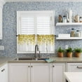 thumbnail image 6 of Kitchen Curtain Valance and Tiers Set Yellow Eucalyptus 3 Pc Window Treatment Watercolor Leaves 3 Pieces Rod Pocket Valance Set for Small Windows 54 in x 36 in, 6 of 6
