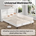 thumbnail image 7 of Frostbloom Queen Bed Frame, Upholstered Platform Bed with Velvet Wingback Headboard, No Box Spring Needed, White, 7 of 7