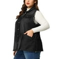 thumbnail image 4 of Agnes Orinda Women's Plus Size Jean Vest Raw-Hem Sleeveless Fashion Denim Jacket 3X Black, 4 of 7