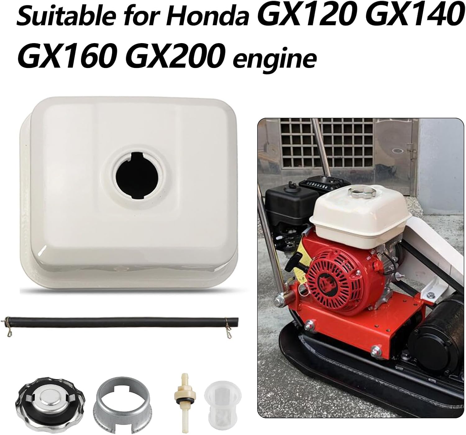 Fuel Tank for Honda GX140 GX160 GX200 Engine, 3L Petrol Tank Kit with Fuel Cap Fuel Filter and Fuel Line Fuel Tank Lawn Mower Replacement Parts