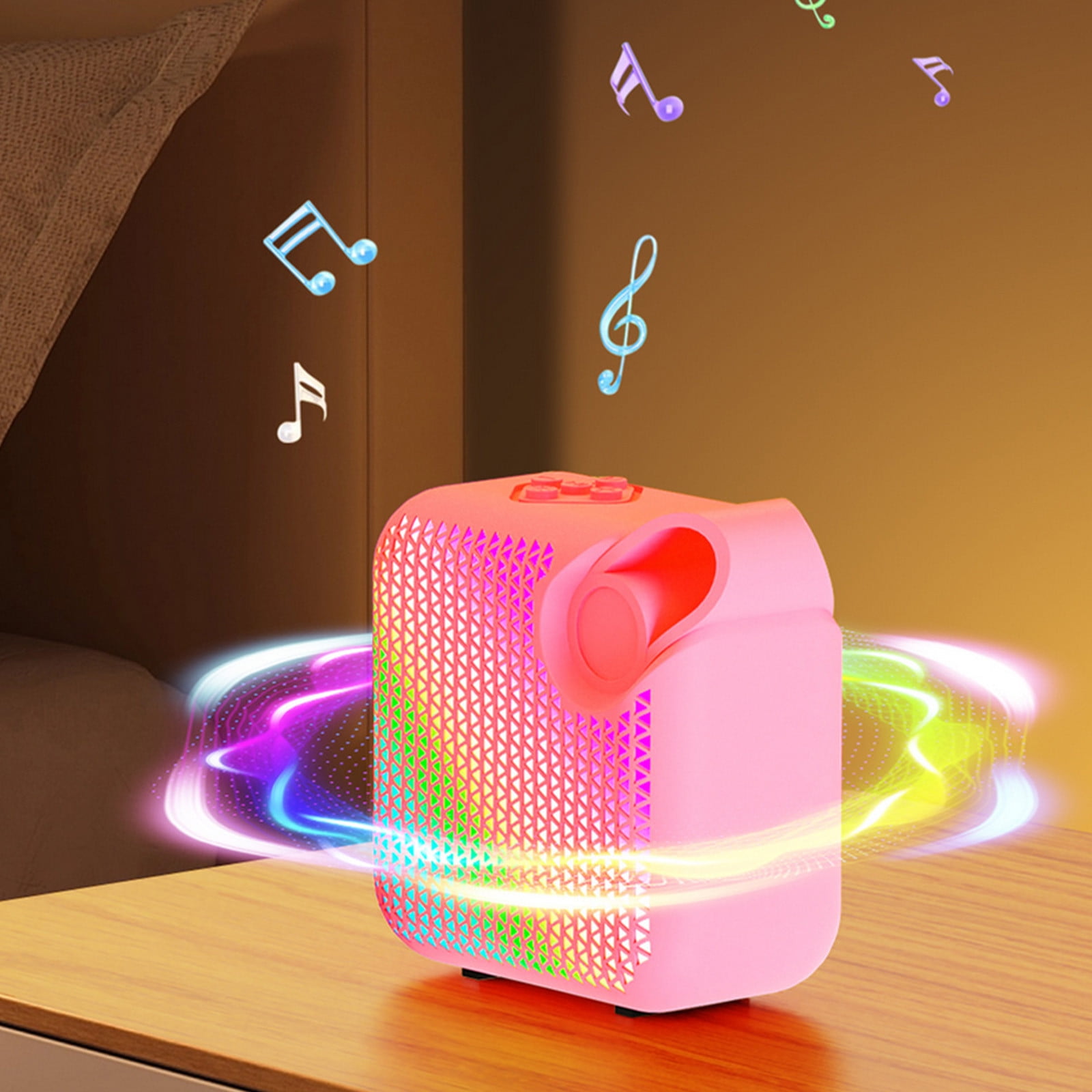LACKUST Pink RGB Bluetooth Speaker 5.3, Low Latency Gaming Desktop Speaker with LED Lights, Long Battery Life & Room-Filling Sound