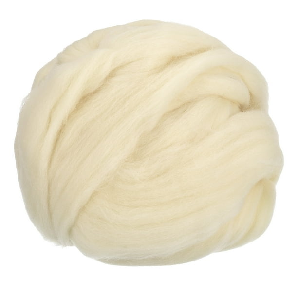 Aguja Fieltro Lana, 8.5 Oz Naturaleza Fibra Hilo Lana Mecha para Fieltro Seco, Manualidades, Materiales Bricolaje (original Blanco)