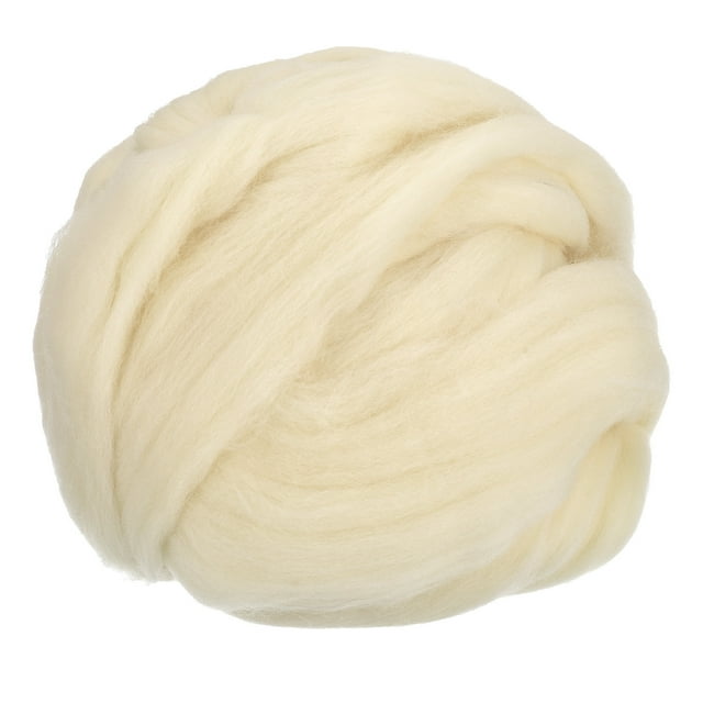 Aguja Fieltro Lana, 8.5 Oz Naturaleza Fibra Hilo Lana Mecha para Fieltro Seco, Manualidades, Materiales Bricolaje (original Blanco)