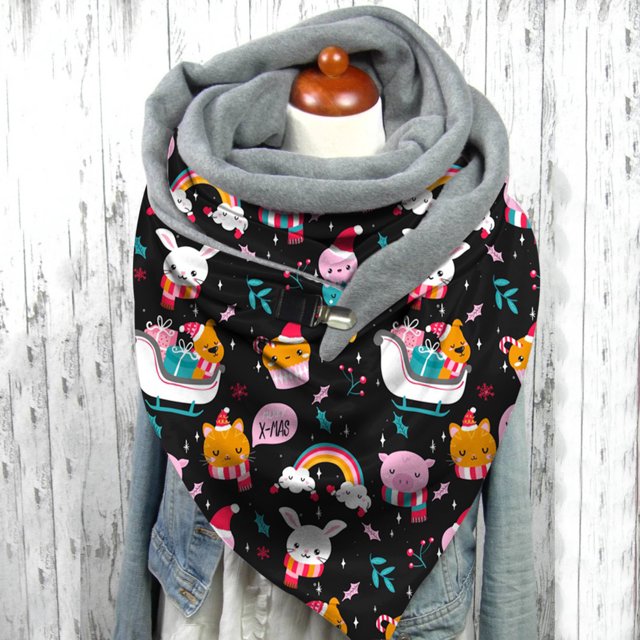 Jusqu'à 65 % de Rabais Foulard Femme de Noël Imprimée Mode Châle Polyvalent Foulard Foulard à la Mode en Liquidation