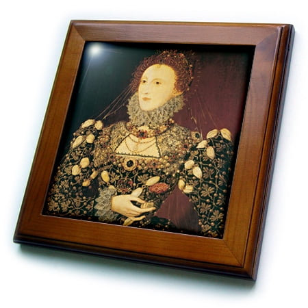 Personalized Framed Tile - 3dRose Queen Elizabeth I by Nicholas Hilliard - Framed Tile, 6 by 6-inch