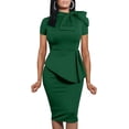 thumbnail image 1 of HSHDLDF Women Fashion Peplum Bodycon Short Sleeve Bow Club Ruffle Pencil Party Dress, 1 of 6