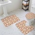 thumbnail image 3 of Summer Peony Plants Bathroom Rugs Set Country Orange Flowers Non Slip Absorbent Soft Bath Mats 3 Piece Set with Bathroom Rug, U-Shaped Floor Mat, Toilet Seat Cover Large Size, 3 of 9