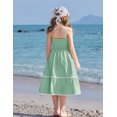 thumbnail image 4 of Arshiner Girls Spaghetti Strap Dress Tiered Cami Maxi Sundress with Pockets | Girls Summer Dresses for Kids 6-14 Years, 4 of 5