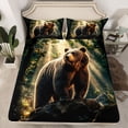 thumbnail image 2 of Homewish Safari Animal Bear Bed Sheets,Tropical Botanical Plant King Sheets,Brown Green Black Sheet Set For Boys Kids,Breathable Home Decor,4pcs, 2 of 7