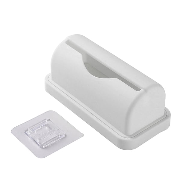 Bearachild Dispensador moderno de bolsas de basura para montaje en pared, mueble decorativo para sala de estar Organizadores de utensilios de cocina Blanco 15.1x7.5x6.3 cm