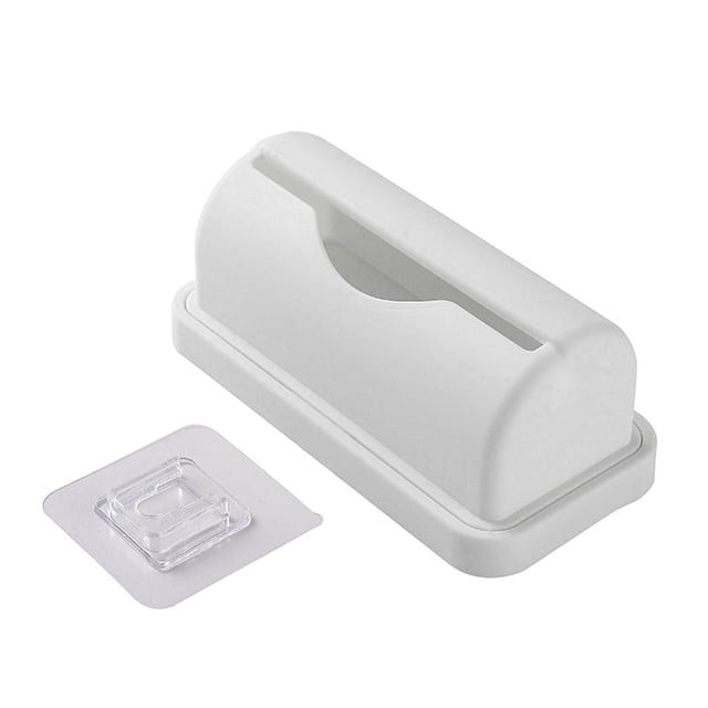 Inteprter Dispensador elegante de bolsas de basura para montaje en pared, para organización de gabinetes de sala de estar Organizadores de utensilios de cocina Blanco 15.1x7.5x6.3 cm