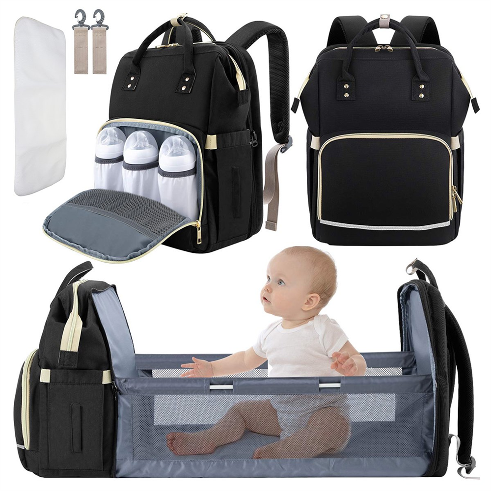 Large Upgrade Diaper Bag Backpack Foldable Travel Baby Bed with