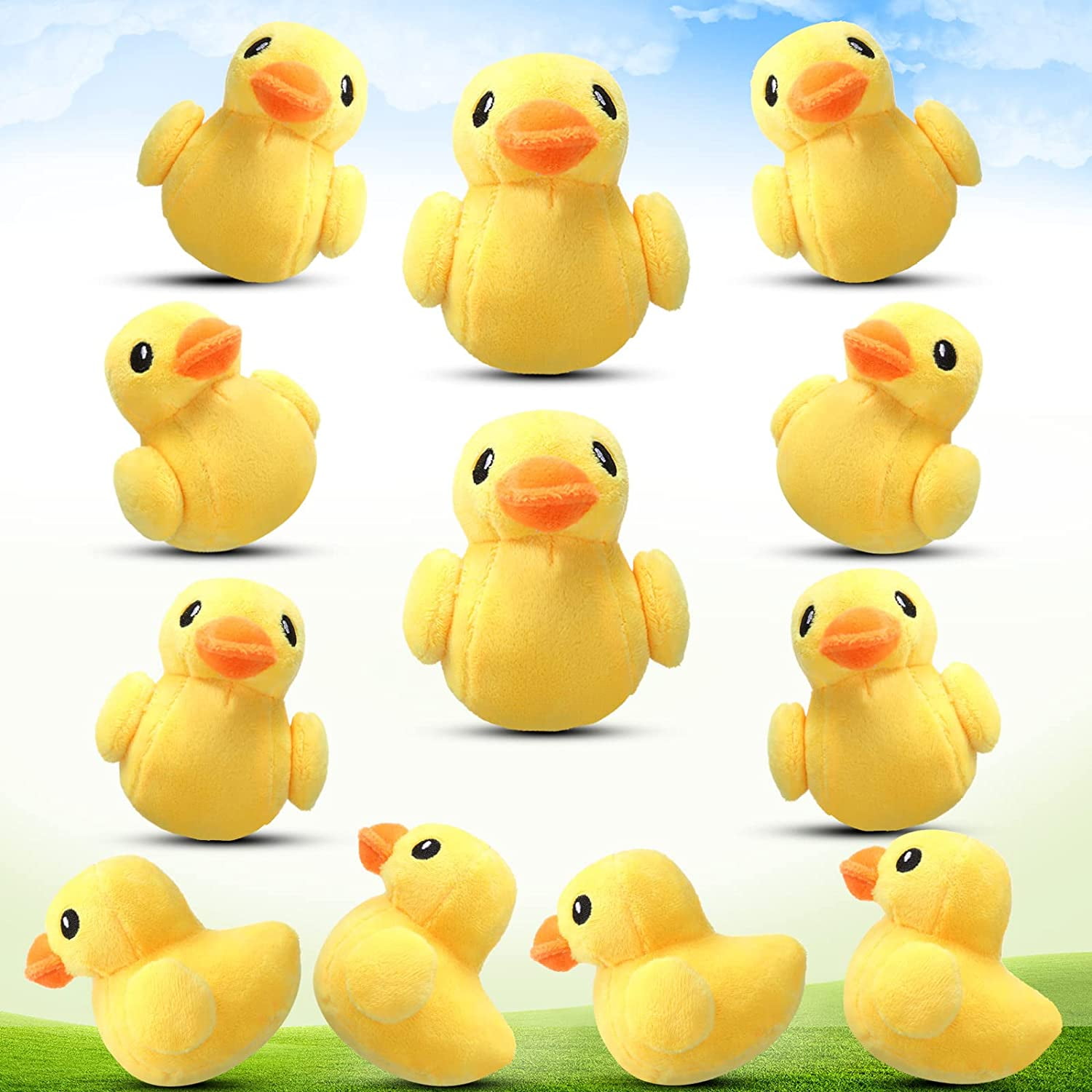 Xizioo 12 Pieces Stuffed Duck Plush Yellow Duck Stuffed Animal 4 Inches  Duck Plush Soft Toy Small Duck Playset for Boys and Girls Room Sofa  Birthday Baby Shower Duck Theme Party Decoration |