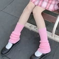 thumbnail image 3 of 1 Pair Thickened Warm Elastic Leg Warm Socks Japanese Style Sweet Girl Ribbed Knitted Boot Cuffs for Daily Wear, 3 of 8