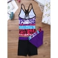 thumbnail image 7 of iiniim Kids Girls 3Pcs Bathing Suit Beach Swimwear Hawaiian Swimsuit Floral Tankinis Top with Bottom Purple 10, 7 of 7