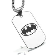 Stainless Steel Batman Dog Tag Pendant Necklace