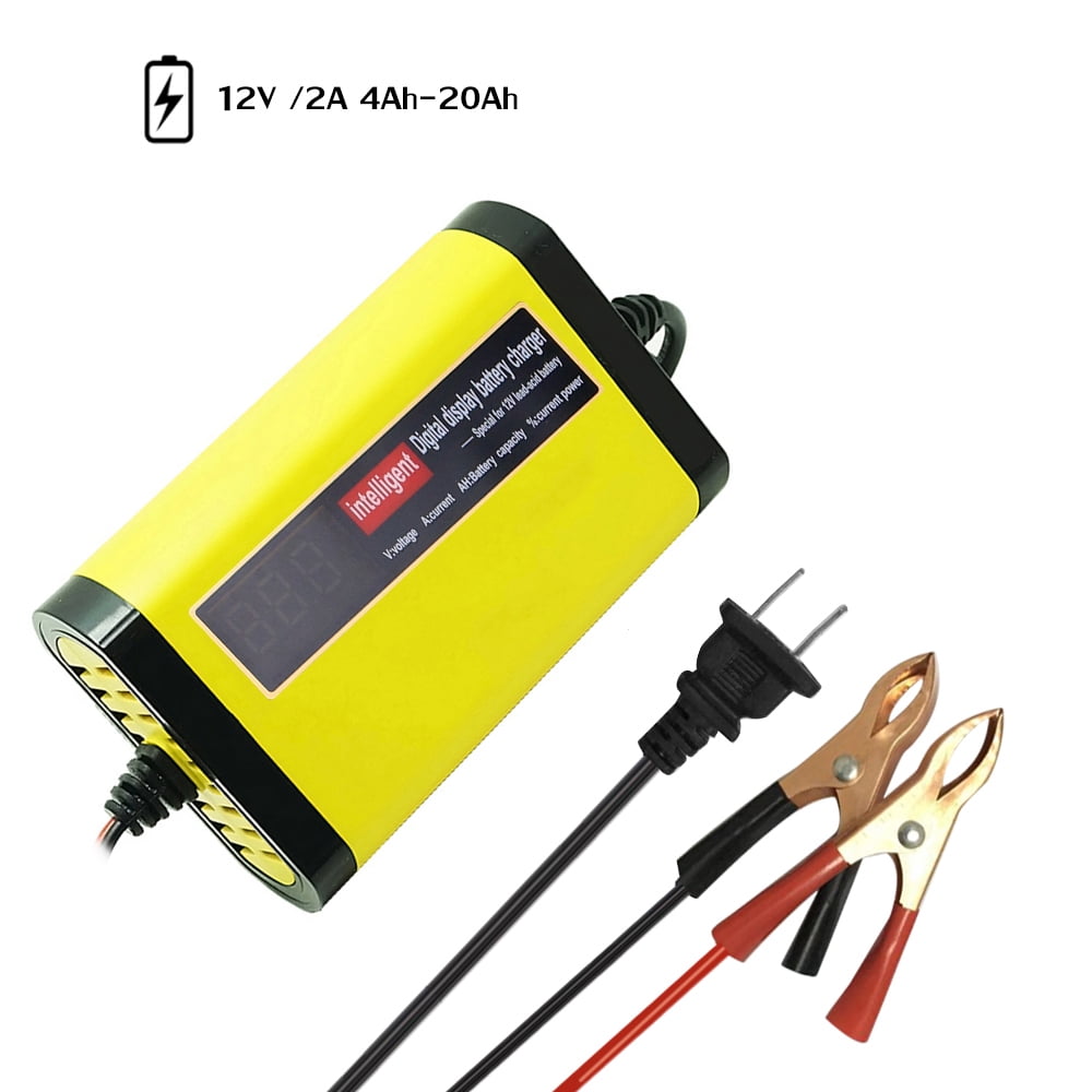 12V 6A Car Motorcycle Automatic Lead-acid Battery Charger LCD Display US/EU Plug