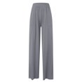 thumbnail image 5 of Summer Pants for Women Straight Leg Loose Fitting Sports Casual Trousers Mid Rise Solid Color Wide Leg Trousers Fitted Work Pants Women Track Workout Teacher Outfit Yes No Work Outfits Grey M, 5 of 6