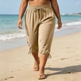 thumbnail image 4 of Ltctricy Plus Size Capri Pants for Women Drawstring Casual Loose Lounge Trousers Elastic Waist Cropped Pants with Pockets 1X-5X, 4 of 7