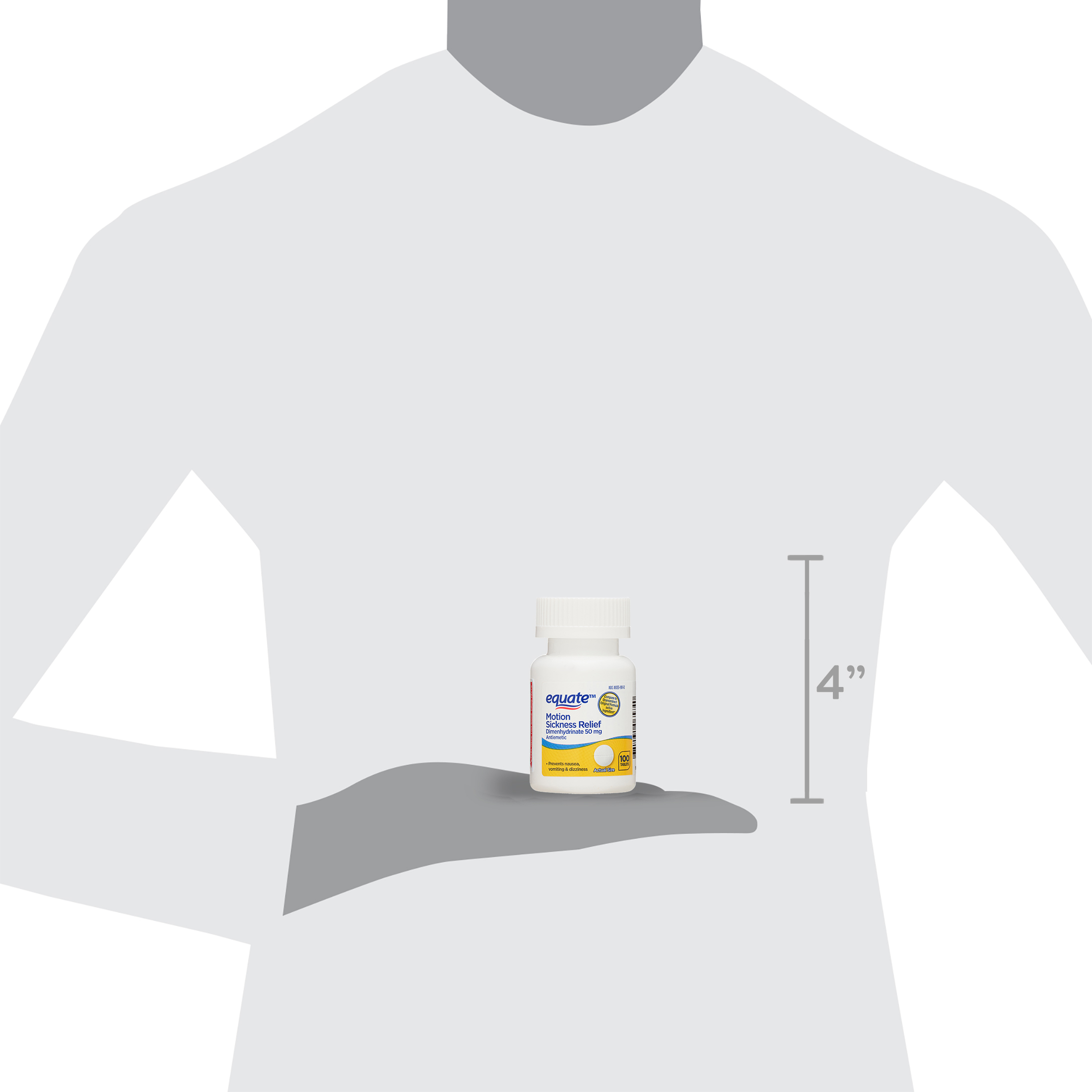 Equate Tabletas de Alivio para el Mareo por Movimiento Dimenhidrinato, 50 mg, 100 unidades, Comparar con Ingredientes Activos de Dramamine® Fórmula Original 6