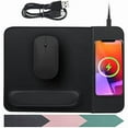thumbnail image 1 of HAYAN15W Wireless Charging Mouse Pad with Detachable Wrist Support, Fast QI Phone Charger Mouse Mat for iPhone 16/15/14/13/12/11/X and Samsung Multiple Mobile Devices (Black), 1 of 1