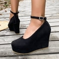 thumbnail image 7 of CYMMPU Women's Closed Toe Wedge Pumps, Ankle Strap Platform Dress Shoes, Vintage High Wedge Heel Outdoor Daily Casual Footwear Black 41, 7 of 7