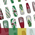 thumbnail image 4 of Christmas Press on Nails 24Pcs, Red Green Gold Glitter French Spooky Fake Nails Set, Reusable False Nails for Holiday Party Daily Wear Women Girls, Christmas Nail Art, 4 of 7