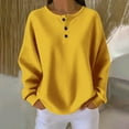 thumbnail image 2 of NMMUED Waffle Knit Tops for Women Womens Sweat Shirts Womens Long Sleeve Tops Crewneck Sweatshirts Women Sweat Shirts for Womens Fall Outfits Womens Fall Tops Yellow 3XL, 2 of 5