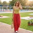 thumbnail image 5 of Women's Cotton Linen Polka Dots Loose Fit Pants Wide Leg Baggy Fall Jeans | Jeans for Women, Mid Waist Denim, Pants with Pocket, Fall Clothes, Y2k, Straight Leg, 5 of 7