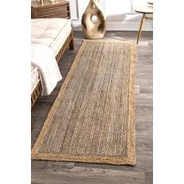DecorAvenue Hand Woven Braided Farmhouse Jute Area Rug Beige Grey Color 2'6" ft x 8 ft