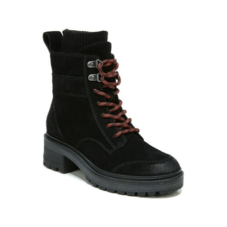 

ZODIAC Womens Black Side Zip Cushioned Lug Sole Water Resistant Round Toe Block Heel Lace-Up Booties 7